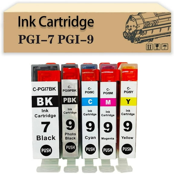 Compatible PGI-7 PGI-9 30ML Ink Cartridges Replacement for Canon MX7000 MX7600 PRO9500 Printers MBK BK C M Y 3 Set