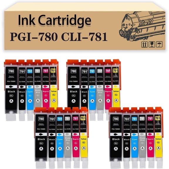 Compatible PGI-780 XXL CLI-781 XXL PGI780 CLI781 Refillable Ink Cartridges Replacement for Canon TS707 TR8570 TS8170 TS8270 TS9170 Printers