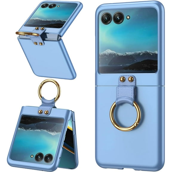 Compatible Phone Case for Motorola Razr 2023 Case with Stand,Motorola Razr+ Case 2023,Slim Lightweight Hard PC Protective Ring Case for Motorola Razr 40 Ultra Cover Moto Razr Plus 2023 Case Blue