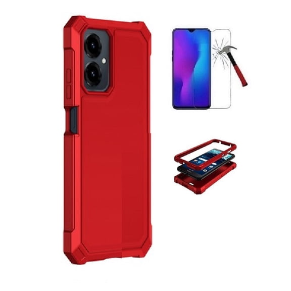 Compatible Phone Case for AT&T Propel 3 5G / Cricket Icon (2026), Red Full Body TPU Cover Case + Tempered Glass