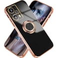 thumbnail image 1 of Compatible with Poco F5 Case for Women Men Cute Xiaomi Poco F5 Phone Case Shockproof Cases with Luxury Plating Gold Edge Kickstand Protective Case Cover (Black), 1 of 14