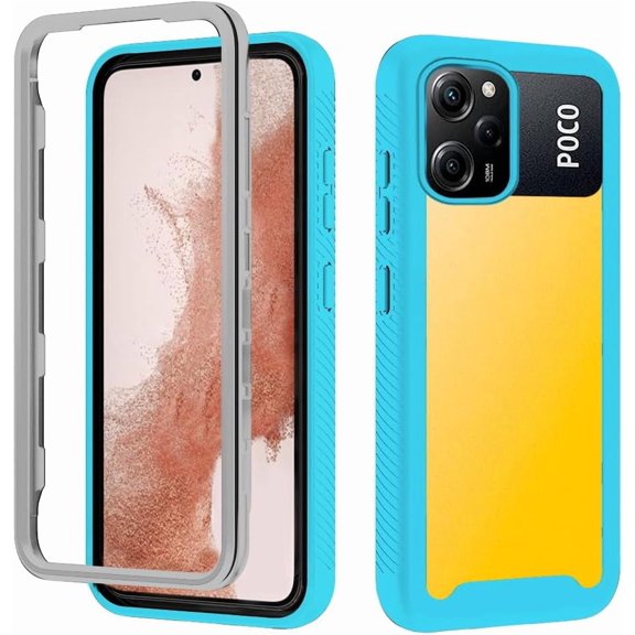 Compatible with Poco X5 Pro Case 360 Degree Full Protection Clear,for Poco X5 Pro Phone Case Silicone Support Wireless Charging Shockproof Luxury Protective Cover (Light Blue)