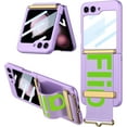 thumbnail image 1 of Compatible Purple Wrisband Case for Samsung Galaxy Z Flip 5 Case with Camera Lens Screen Protector,Shockproof Slim Bumper Cover Thin Phone Case for Samsung Z Flip 5 Case with Kickstand for Women, 1 of 14