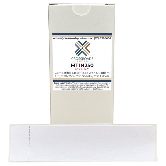 Compatible Quadient MT1N250 Postage Meter Tape Labels 250 Labels for use in iX-5, iX-7, and in Series - 6" x 1-1/2"