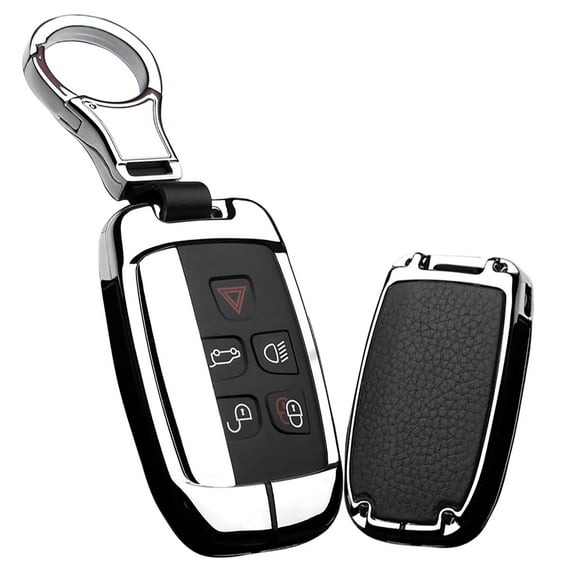 Compatible with Range Rover Sport Dsicovery LR4 /fit for XF XJ XE F-PACE F-TYPE Key Cover Fit for Land Rover Key Case Metal Leather Key Holder with Keychain