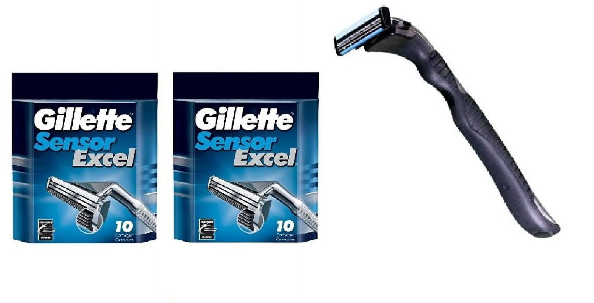 Compatible Razor Handle + Gillette Sensor Excel Refill Razor Blade Cartridges, 10 Ct (Pack of 2)