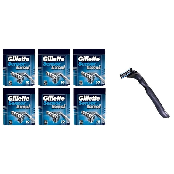 Compatible Razor Handle + Gillette Sensor Excel Refill Razor Blade ...