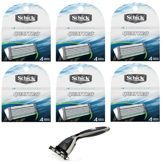 Compatible Razor + Schick Quattro Refill Cartridges, 4 Ct. (6 Pack)