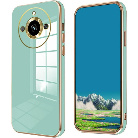Compatible with Realme 11 Pro Plus Case for Women, Ultra Soft Shockproof Cute Plating Electroplate Protective Case TPU Bumper Phone Case for Realme 11 Pro Plus (Green)
