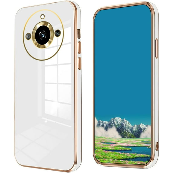 Compatible with Realme 11 Pro Plus Case for Women, Ultra Soft Shockproof Cute Plating Electroplate Protective Case TPU Bumper Phone Case for Realme 11 Pro Plus (White)