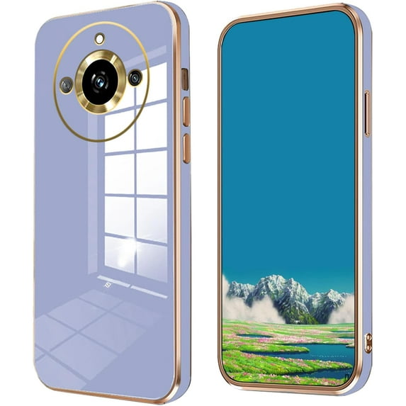 Compatible with Realme 11 Pro Plus Case for Women, Ultra Soft Shockproof Cute Plating Electroplate Protective Case TPU Bumper Phone Case for Realme 11 Pro Plus (Lavender Grey)