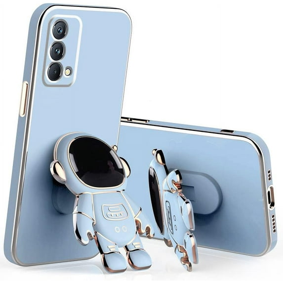 Compatible with Realme GT Master Edition Case Silicone TPU Plating, Realme GT Master Edition Cases Cute Astronaut Pattern Phone Case with Stand (Blue)