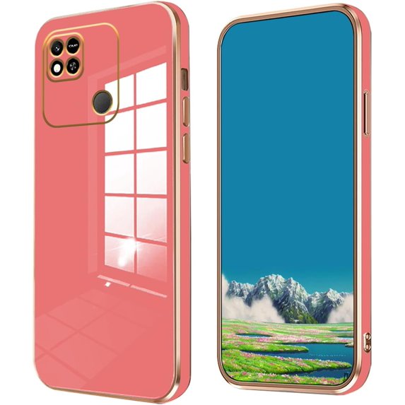 Compatible with Redmi 10A Case for Women, Ultra Soft Shockproof Cute Plating Electroplate Protective Case TPU Bumper Phone Case for Xiaomi Redmi 10A (Camellia Red)