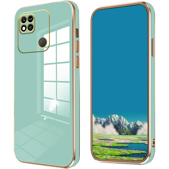 Compatible with Redmi 10A Case for Women, Ultra Soft Shockproof Cute Plating Electroplate Protective Case TPU Bumper Phone Case for Xiaomi Redmi 10A (Green)