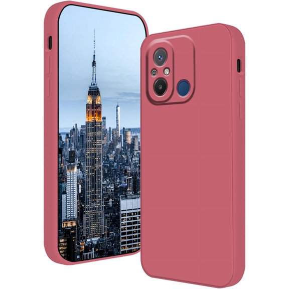Compatible with Redmi 12C Case for Women Men, Ultra Slim Xiaomi Redmi 12C Phone Case Silicone Liquid Soft Shockproof Anti-Scratch Protective Cases (Camellia Red)