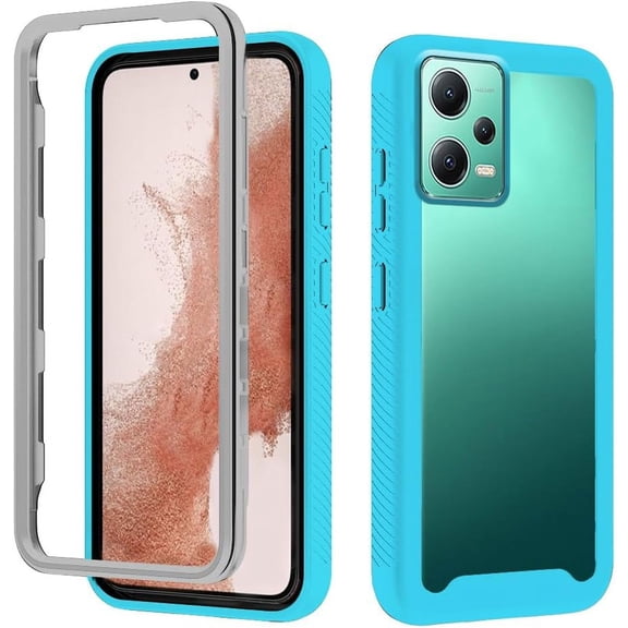 Compatible with Redmi Note 12 5G Case for Women Men, Shockproof Xiaomi Redmi Note 12 5G Protective Case Clear Phone Case Support Wireless Charging Cases (Light Blue)