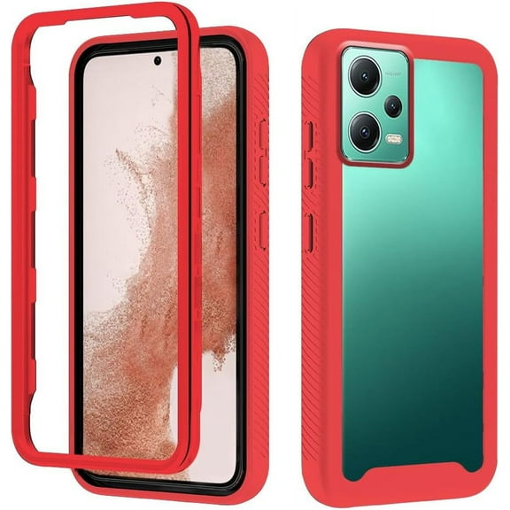 Compatible with Redmi Note 12 5G Case for Women Men, Shockproof Xiaomi Redmi Note 12 5G Protective Case Clear Phone Case Support Wireless Charging Cases (Red)