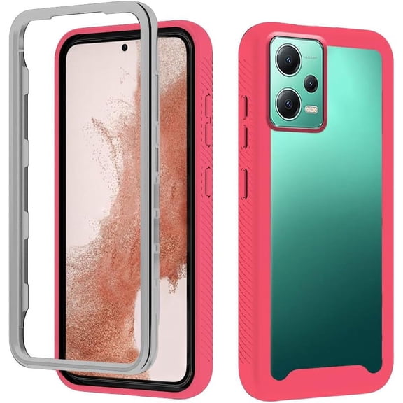 Compatible with Redmi Note 12 5G Case for Women Men, Shockproof Xiaomi Redmi Note 12 5G Protective Case Clear Phone Case Support Wireless Charging Cases (Rose Red)