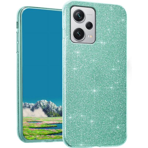 Compatible with Redmi Note 12 Pro 5G Case Cute Glitter Sparkly Shockproof Xiaomi Redmi Note 12 Pro 5G Phone Case for Women Girls TPU Slim 3 in 1 Protective Cases (Green)