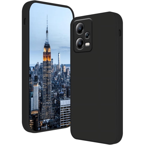 Compatible with Redmi Note 12 Pro 5G Case for Women Men, Ultra Slim Xiaomi Redmi Note 12 Pro 5G Phone Case Silicone Liquid Soft Shockproof Anti-Scratch Protective Cases (Black)