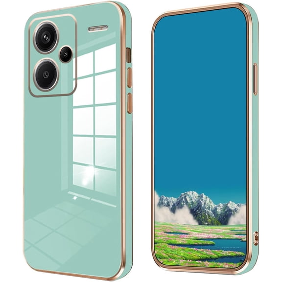Compatible with Redmi Note 13 Pro Plus Case Silicone Pink, Plating for Xiaomi Redmi Note 13 Pro Plus Phone Case Shockproof Thin and Soft Cover (Green)