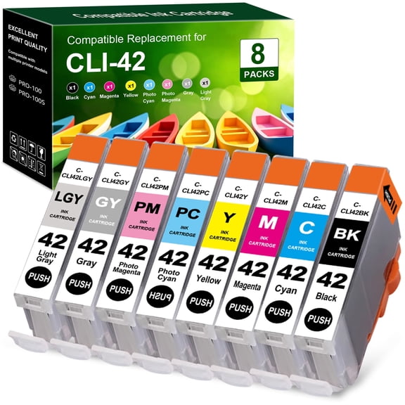 Compatible Replacement for CLI-42 CLI42 Ink Cartridges Value Pack Compatible for pro-100 Ink Cartridge for Pro 100 Pro-100 Pro100s Pro100 Printers (8 Pack)