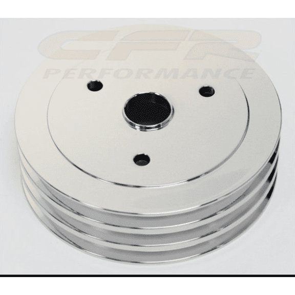 Compatible/Replacement for CHEVY SMALL BLOCK CHROME ALUMINUM CRANK PULLEY - 3 GROOVE (SHORT)
