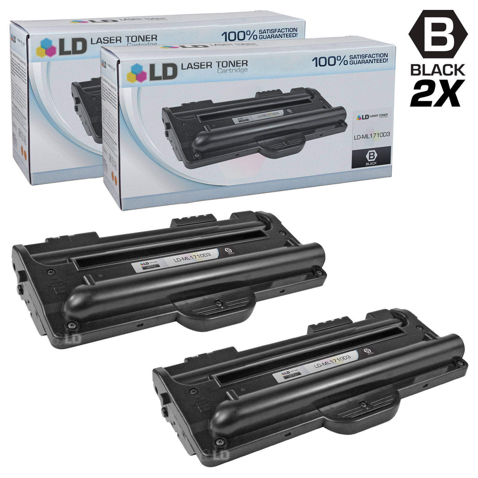 Compatible Replacements for Samsung ML-1710D3 Set of 2 Black Laser Toner Cartridges for the Samsung ML 1500, 1510, 1510B, 1520, 1710, 1710B, 1710D, 1710P, 1740, 1750, and 1755 s - image 1 of 1