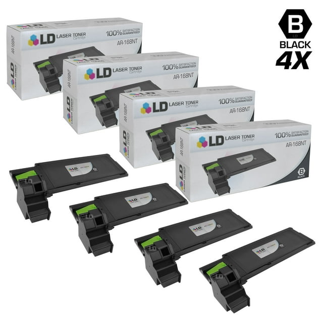 Compatible Replacements for Sharp AR-168NT Set of 4 Black Laser Toner Cartridges for use in Sharp AR 151, 152, 153E, 153EN, 156, 157, 157E, 157EN, 168D, 168S, and F152 s