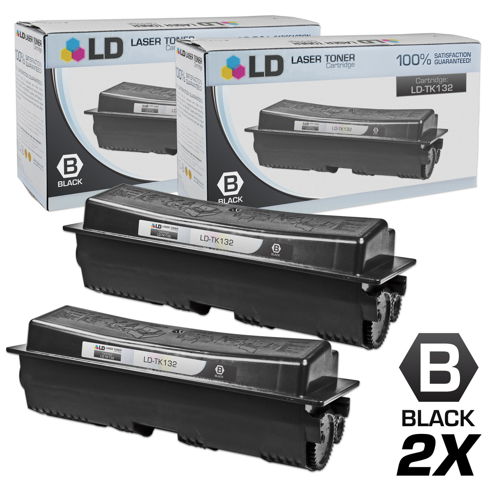 Compatible Replacements for Kyocera-Mita TK-132 Set of 2 Black Laser Toner Cartridges - image 1 of 2