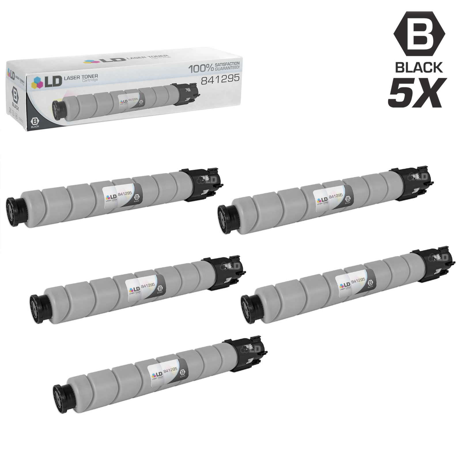 Compatible Replacements for Ricoh 841295 (841724) 5PK Black Laser Toner Cartridges for use in Ricoh Aficio, Lanier, and Savin s - image 1 of 1
