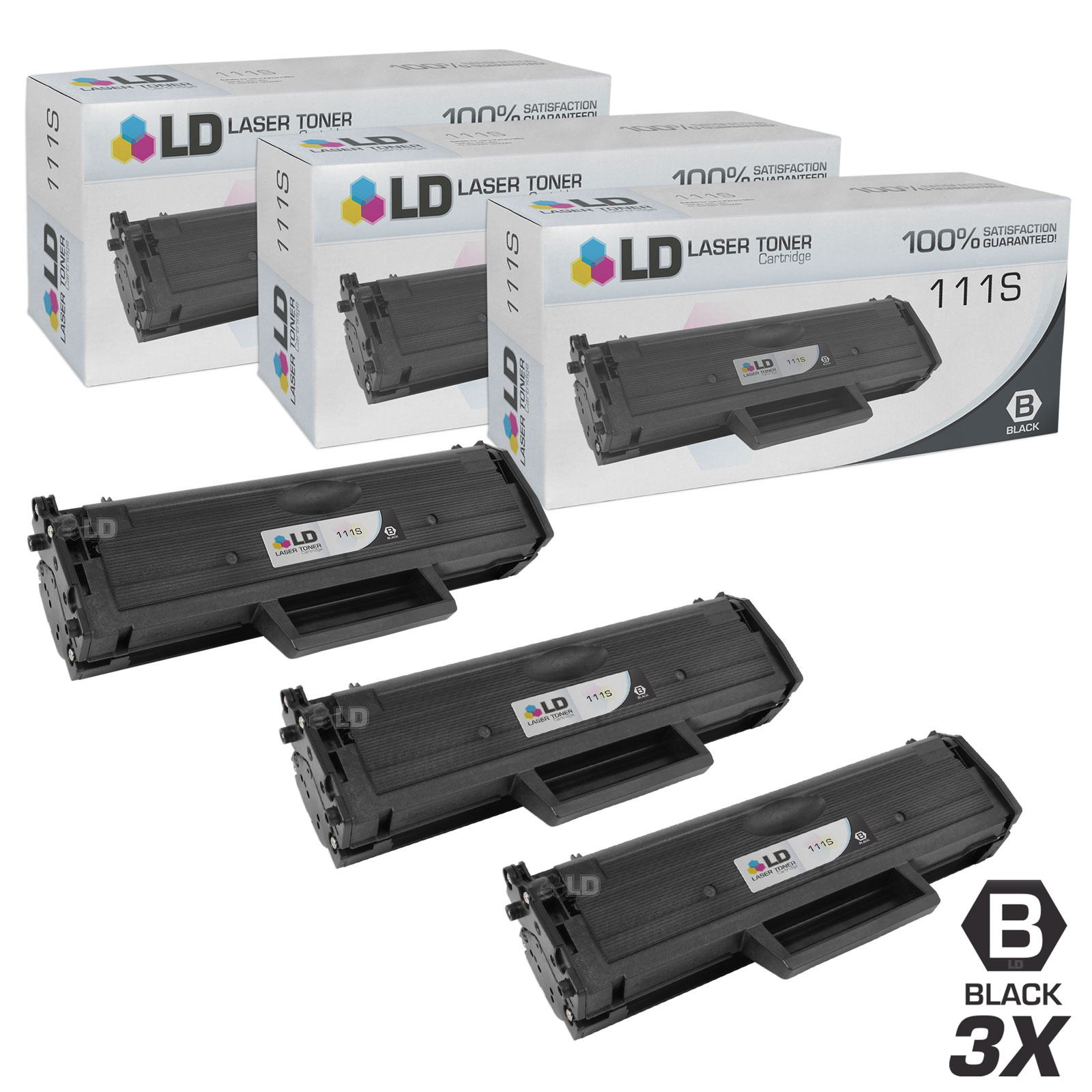 Compatible Replacements for Samsung MLT-D111S Set of 3 Black Laser Toner Cartridges for use in Samsung Xpress M2020W, and M2070FW s - image 1 of 1
