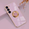 thumbnail image 1 of Compatible with Rose Gold Galaxy S23 Case for Women Girls Kickstand Ring Holder 360 TPU Rotation Ring Case with Stand Plating Edge Work with Magnetic Mount Slim Luxury Case, Purple, 1 of 10