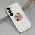 thumbnail image 1 of Compatible with Rose Gold Galaxy S23 Plus Case for Women Girls Kickstand Ring Holder 360 TPU Rotation Ring Case with Stand Plating Edge Work with Magnetic Mount Slim Luxury Case, Gray, 1 of 10