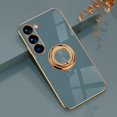 thumbnail image 1 of Compatible with Rose Gold Galaxy S23 Plus Case for Women Girls Kickstand Ring Holder 360 TPU Rotation Ring Case with Stand Plating Edge Work with Magnetic Mount Slim Luxury Case, Gray, 1 of 9