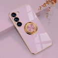 thumbnail image 1 of Compatible with Rose Gold Galaxy S23 Plus Case for Women Girls Kickstand Ring Holder 360 TPU Rotation Ring Case with Stand Plating Edge Work with Magnetic Mount Slim Luxury Case, Purple, 1 of 10