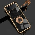 thumbnail image 1 of Compatible with Rose Gold Galaxy Z Flip 3 Case for Women Girls, Kickstand Ring Holder 360 Rotation Ring Glitter Plating Edge Work with Magnetic Mount Luxury Cover for Galaxy Z Flip 3 5G Black, 1 of 7