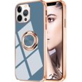 thumbnail image 1 of Compatible with Rose Gold iPhone 14 Pro Max Case for Women Girls Kickstand Ring Holder 360 TPU Rotation Ring Case with Stand Plating Edge Work with Magnetic Mount Slim Luxury Case, Gray, 1 of 8