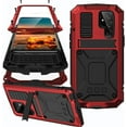 thumbnail image 1 of Compatible Rugged Samsung Galaxy S23 Ultra Metal Silicone Case with Screen Protector & Stand,360°Military Shockproof Dustproof Cover Case for Samsung S23 Ultra Phone Case with Kickstand Men Red, 1 of 14