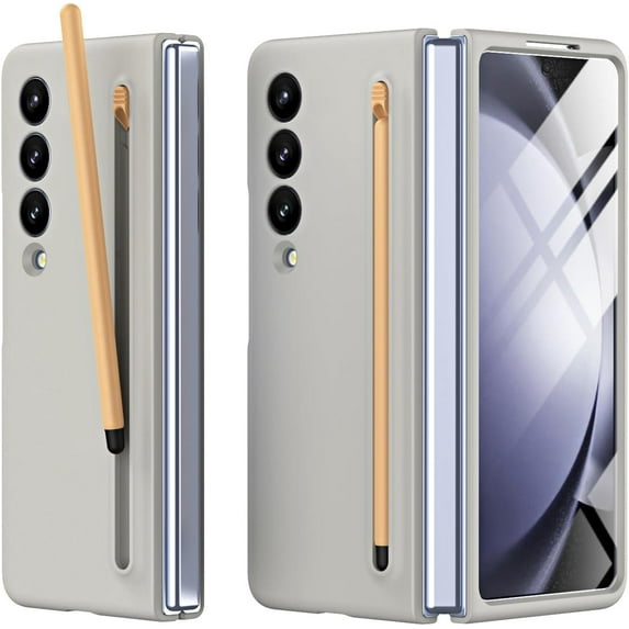 Compatible S Pen Case for Galaxy Z Fold 3 Case, Z Fold 3 Matte Case Ultra-Thin Silky Liquid PC Bumper Phone Cover Case for Samsung Galaxy Z Fold 3 (2021) Light Gray