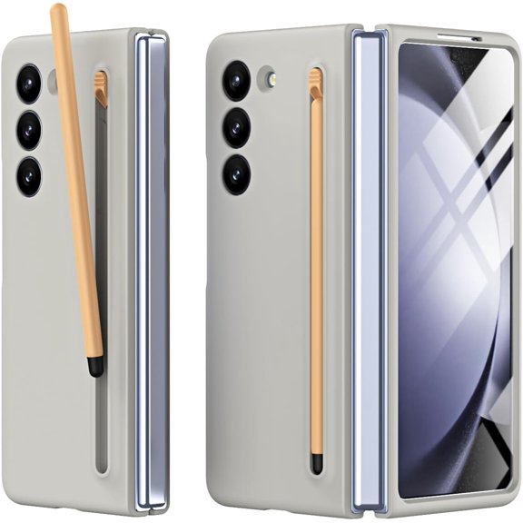 Compatible S Pen Case for Galaxy Z Fold 5 Case, Z Fold 5 Matte Case Ultra-Thin Silky Liquid PC Bumper Phone Cover Case for Samsung Galaxy Z Fold 5 (2023) Light Gray
