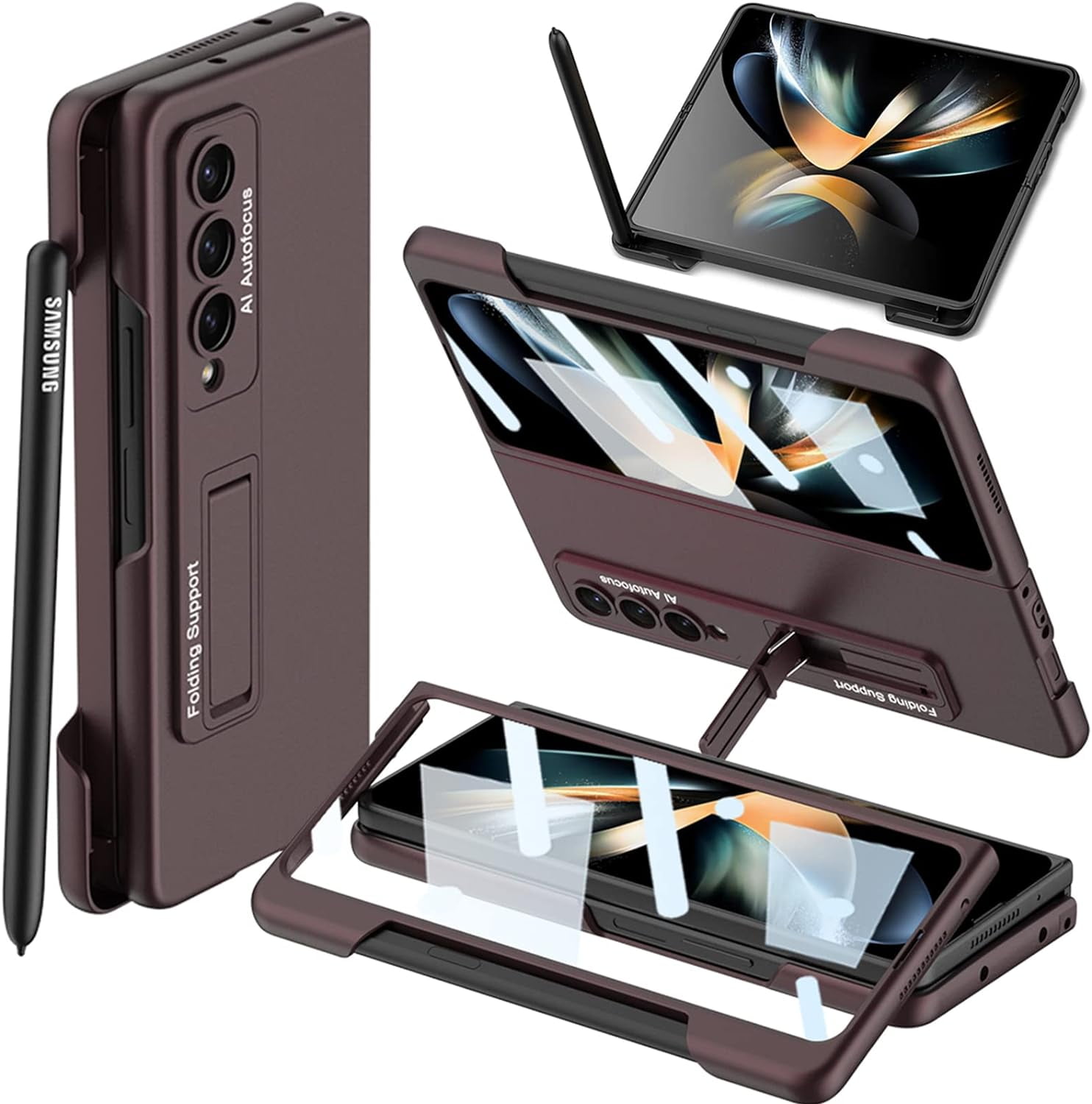 Compatible S Pen Holder Case for Samsung Galaxy Z Fold 4 Case with Screen Protector &