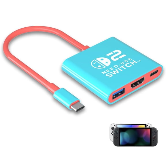 Compatible with SWITCH 2 Docking Station, Portable HDMI TV Dock Adapter for Nintendo Switch 1/2/Oled, Steam Deck, ROG Ally, Legion Go USB-C to HDMI 2.0, 4K60Hz Output, USB 3.0 Port