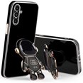 thumbnail image 1 of Compatible with Samsung A15 5g Case with Plating Creative Astronaut Cartoon Holder Pink, Samsung Galaxy A15 Phone Case Silicone Shockproof Stand Soft TPU Protective Slim Cover (Black), 1 of 14