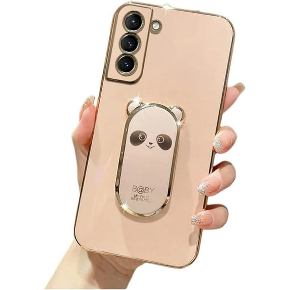 Compatible with Samsung A33 5G Cute 6D Panda Stand Phone Case TPU Thin Shockproof Case for Samsung Galaxy A32 A31 M32 A30 A23 A22 A21S F22 A13 5G 4G Back Cover(Pink,Samsung A20S)