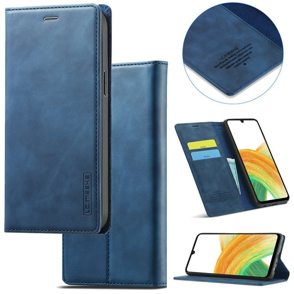 Compatible with Samsung A33 5G Wallet Case, PU Leather Flip Folio Case with Card Holders RFID Blocking Kickstand [Shockproof TPU Inner Shell] Phone Cover For Samsung Galaxy A33 5G, blue
