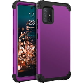 Compatible with Samsung A71 5G Case, 3 Layer Hybrid Hard PC Soft Rubber Heavy Duty Rugged Bumper Shockproof Anti Slip Full-Body Protective Phone Cover for Samsung A71 5G 2020, Purple