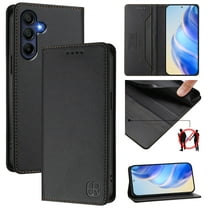 Compatible with Samsung Galaxy 16 5G/4G Wallet Case, PU Leather Flip Case with RFID Blocking Card Slots, Kickstand Slim Fit Magnetic Wireless Charging Phone Cover for Galaxy 16 5G/4G, Black