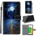 thumbnail image 1 of Compatible with Samsung Galaxy A03 Core Wallet Case for Men Women, Premium PU Leather Flip Cover with Card Holder, Wrist Strap, Kickstand Shockproof Magnetic Clasp Case, Night Road + Moon, 1 of 7