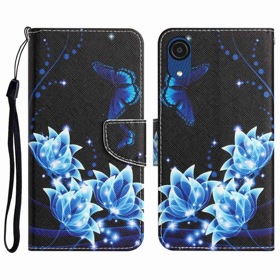 Compatible with Samsung Galaxy A03 Core Wallet Case for Women with Credit Card Holders, Designed Flip PU Leather Kickstand Shockproof Protective Cover for Samsung Galaxy A03 Core, Blue Butterfly